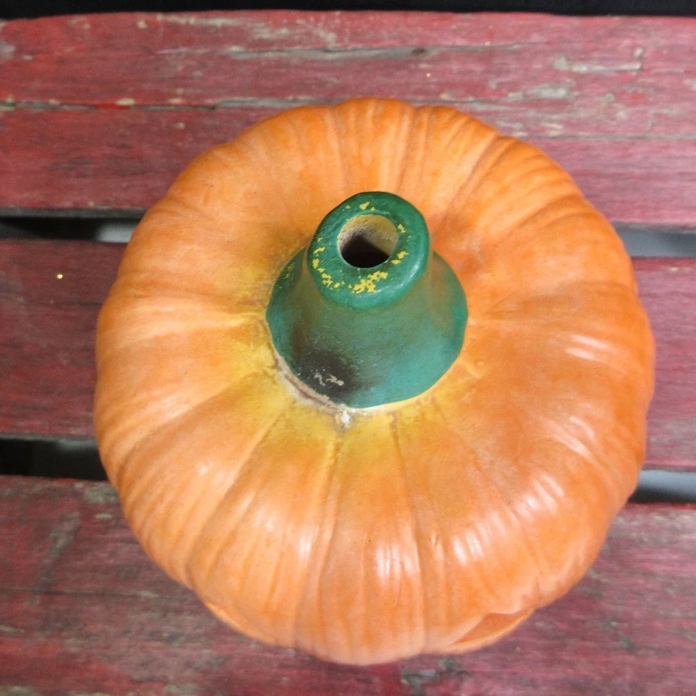 Vintage Jack-o'-Lantern Pumpkin Halloween Decor Ceramic Clay Yard Art Taiwan